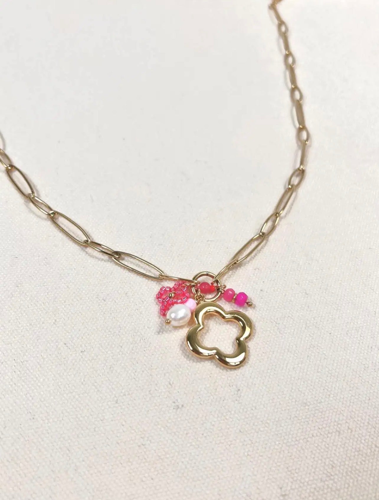 Ketting Klaver - Roze