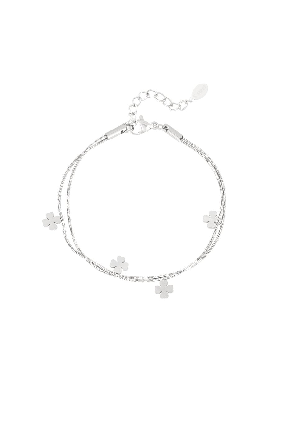 Armband Dubbel Klaver - Zilver