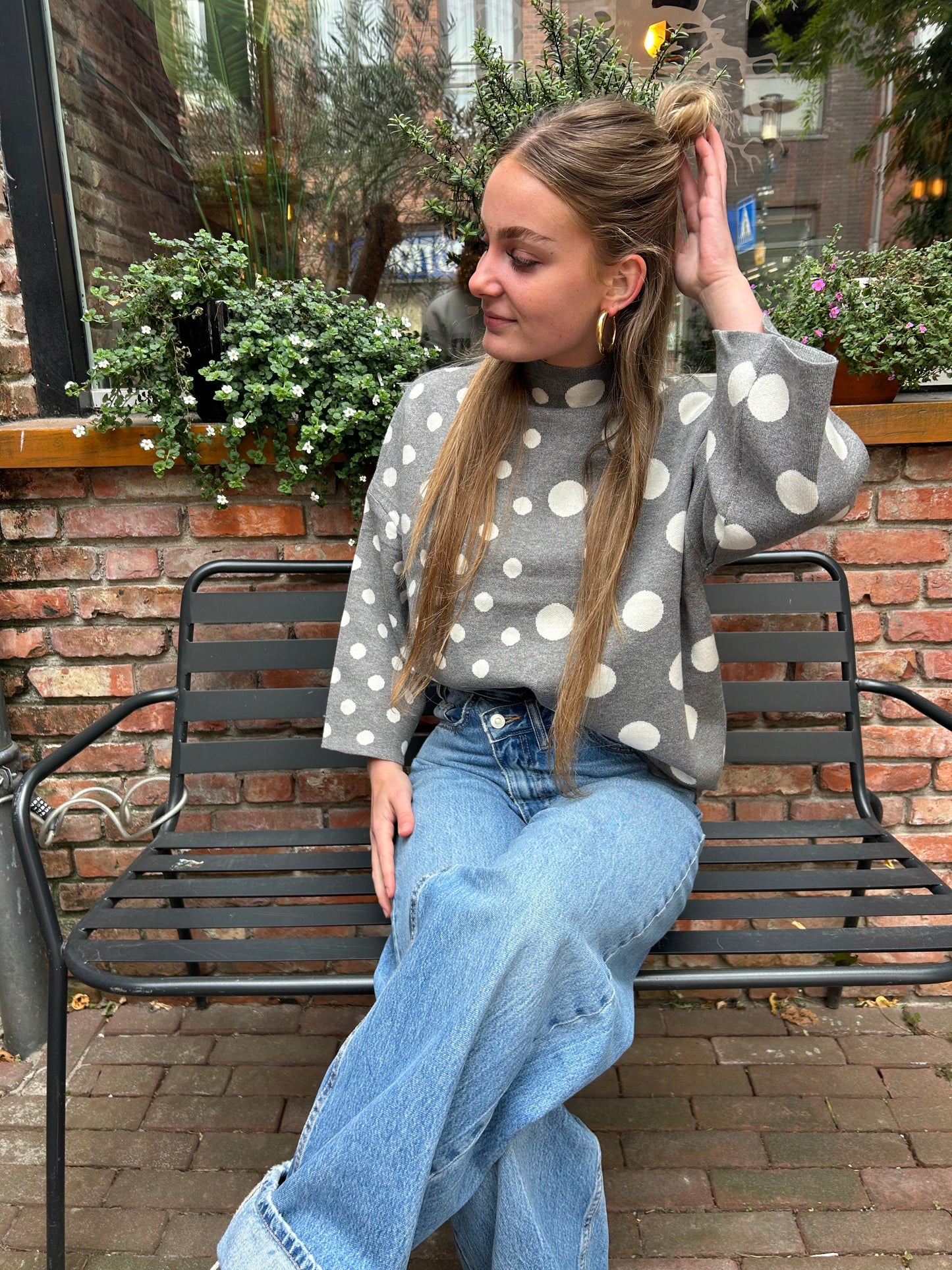 Polka Dots Trui - Grijs