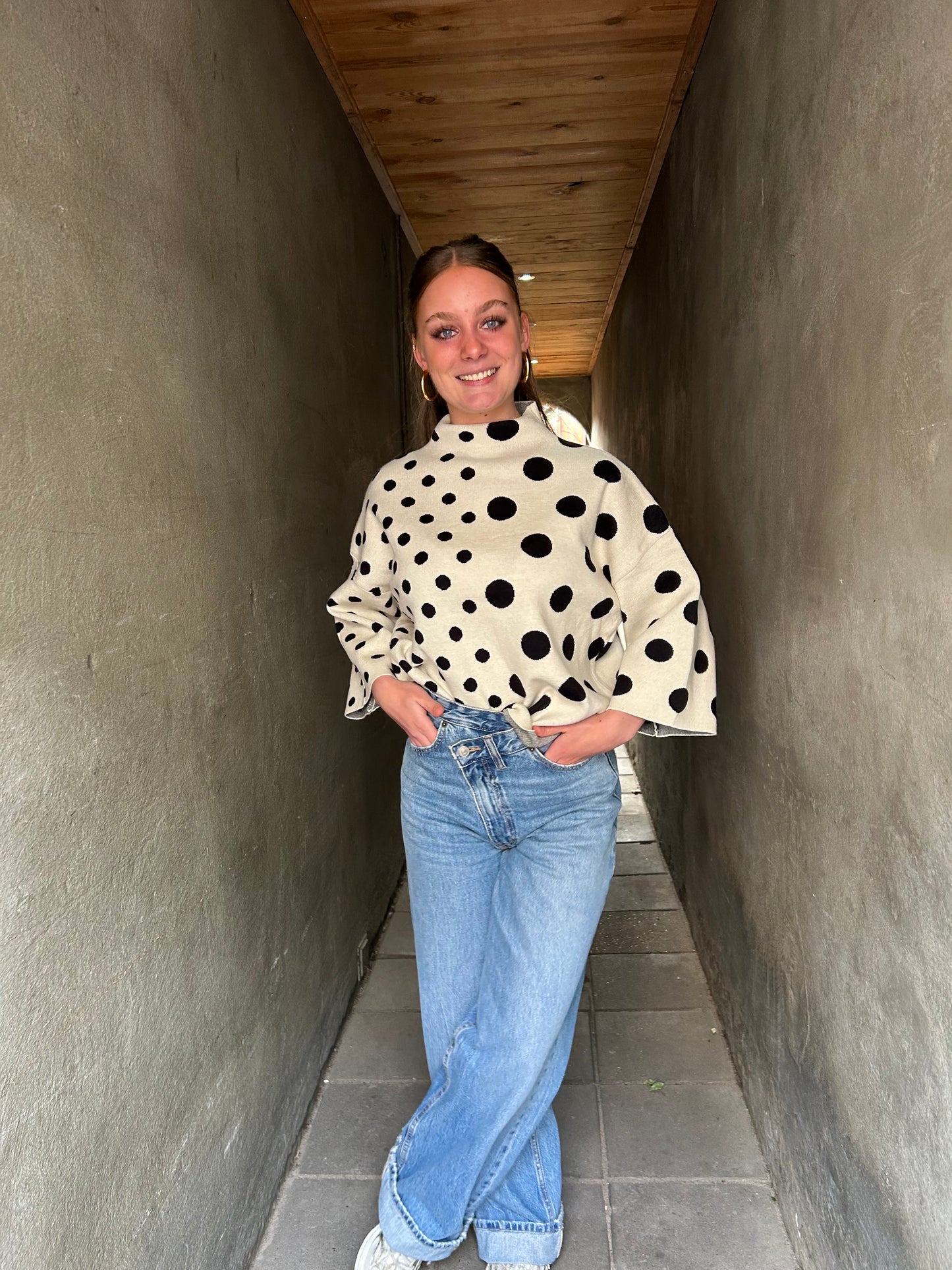Polka Dots Trui - Zwart/Wit