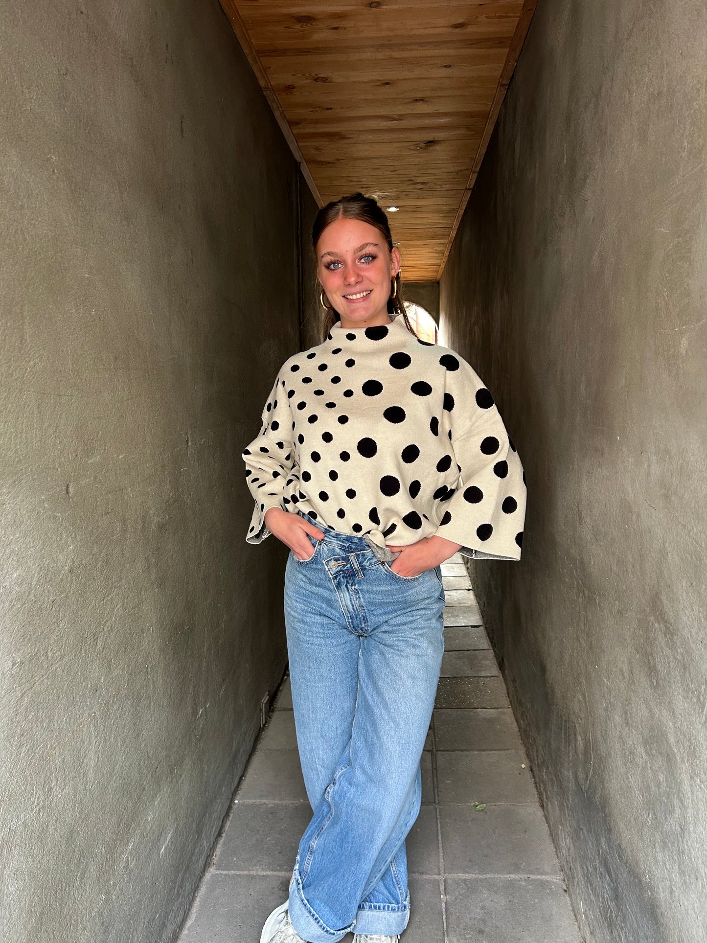 Polka Dots Trui - Zwart/Wit