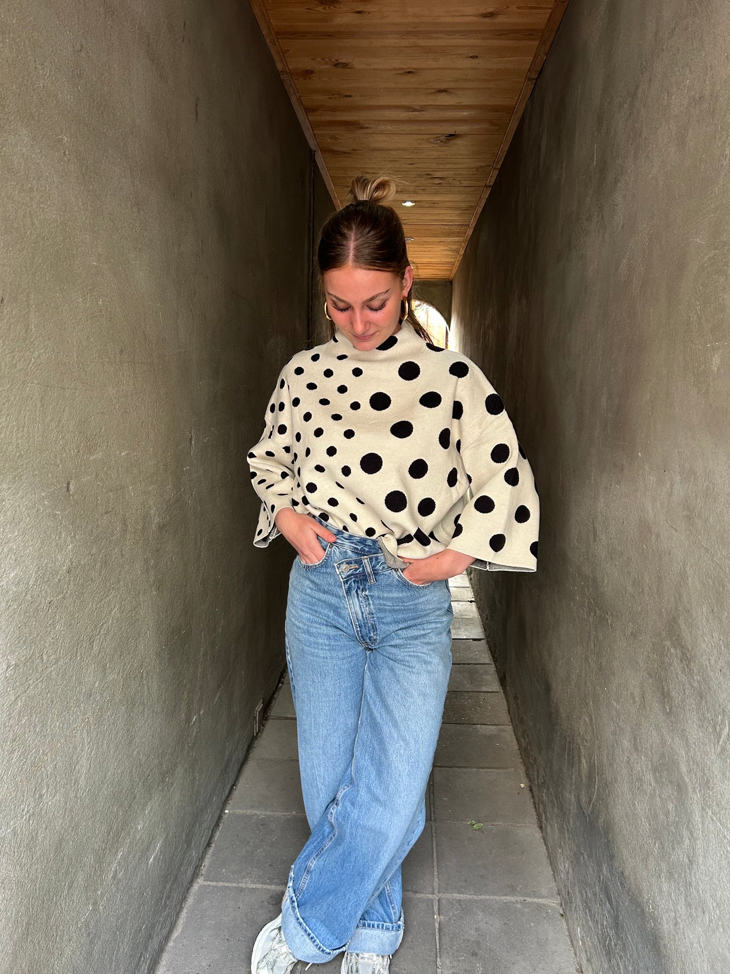 Polka Dots Trui - Zwart/Wit