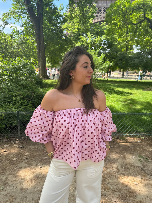 Top Polka Dots - Roze