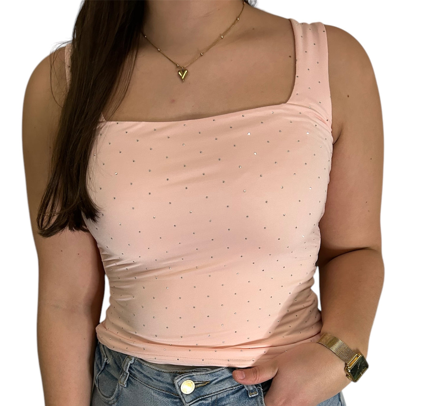 Top Strass - Zalmroze