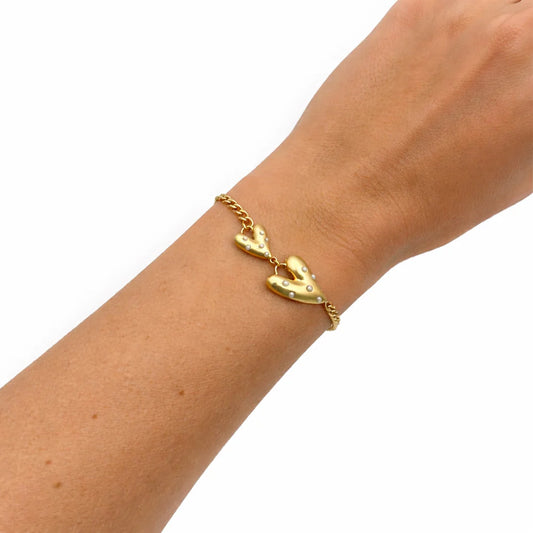 Armband hartjes parel