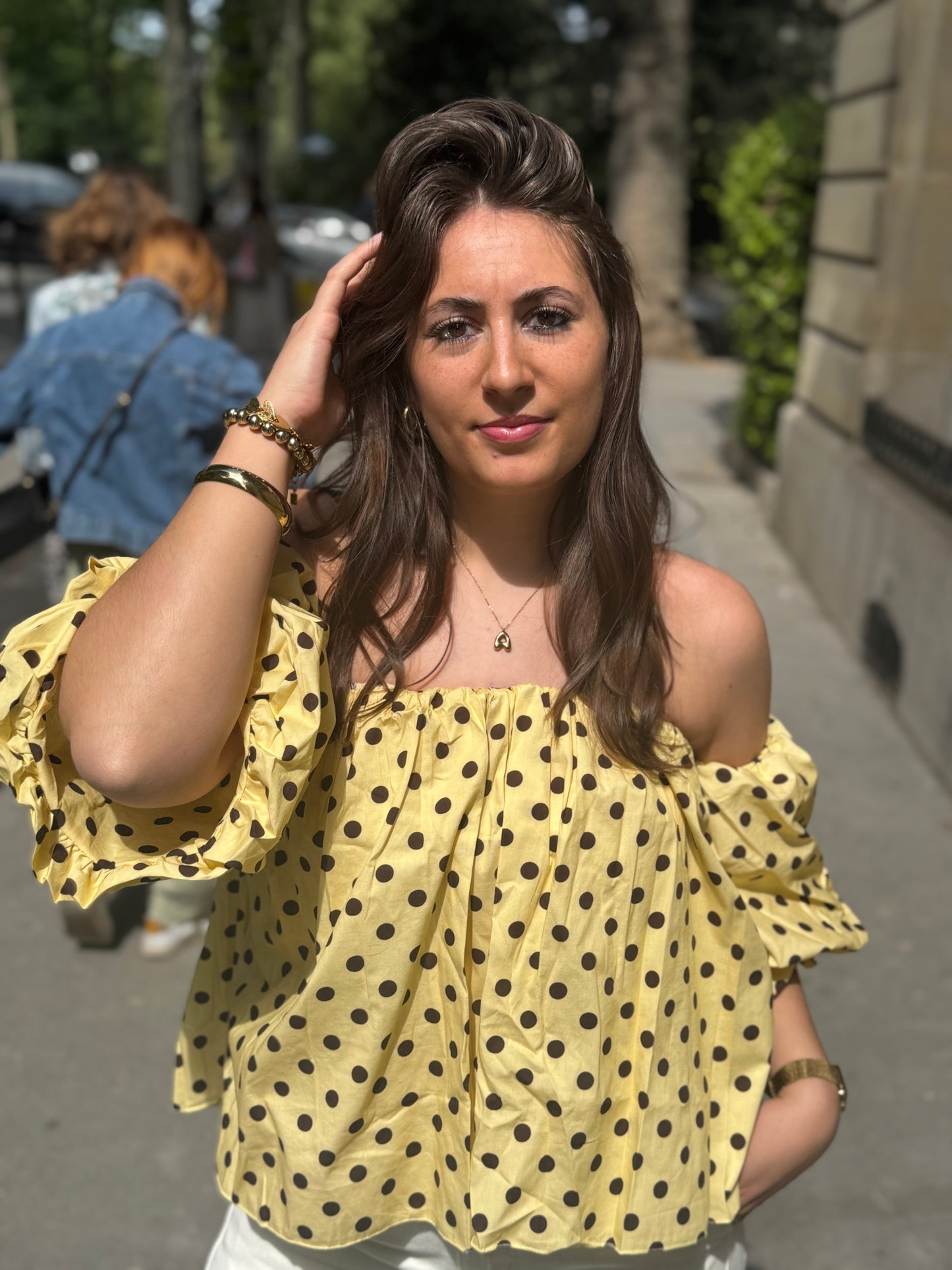 Top Polka Dots - Geel