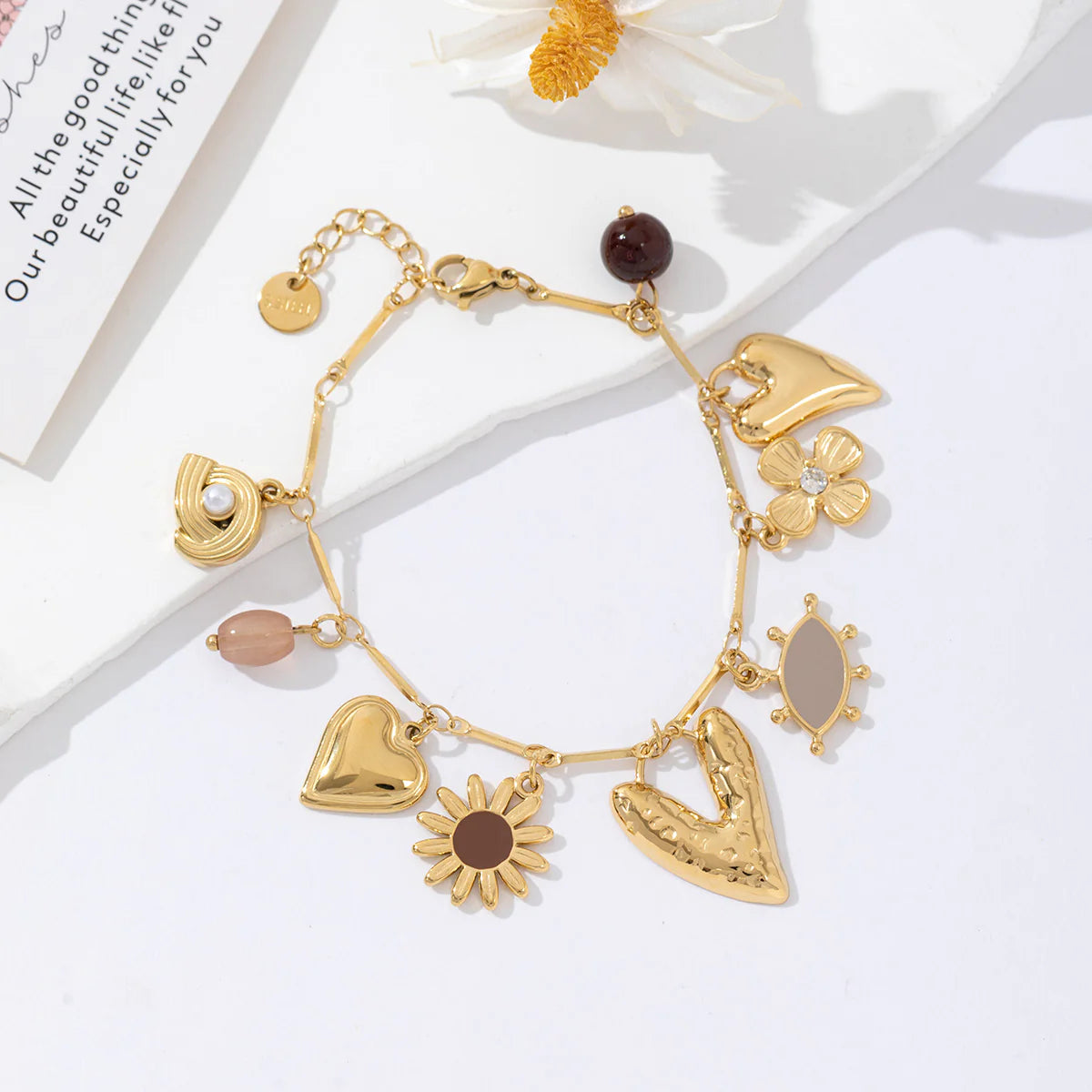 Bedelarmband - Taupe