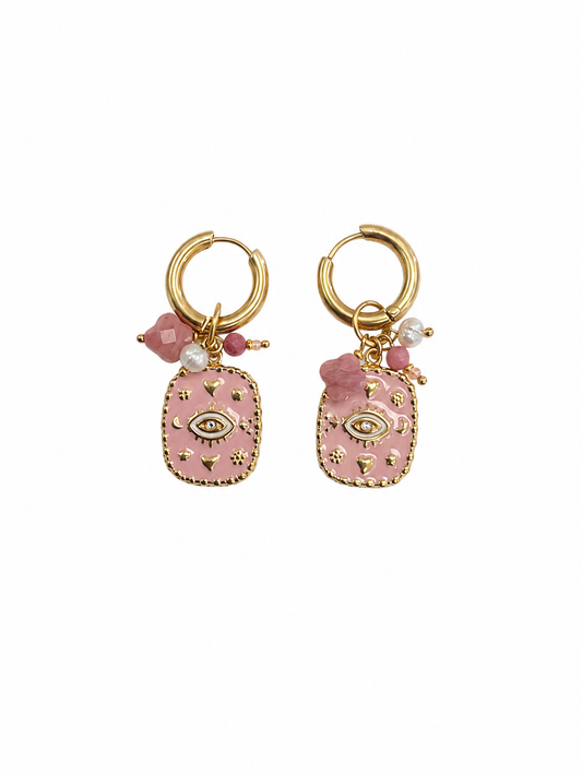 Oorbellen Eye - Pink