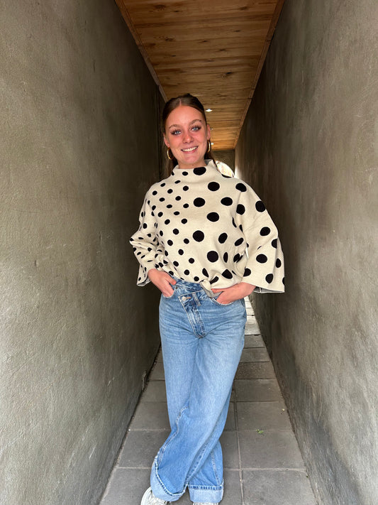Polka Dots Trui - Zwart/Wit